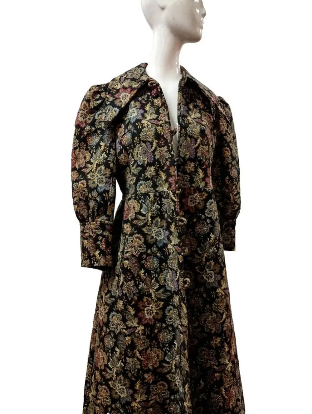 Vintage Tapestry Boho Coat Wide Collar Victorian Chic Lavender Burgundy S/ Med - Picture 2 of 16